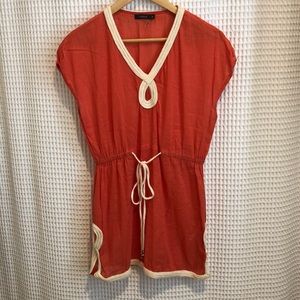 Theme Orange Elastic Waist Coverup or Tunic (M)